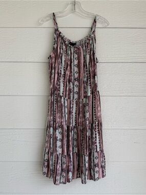 Art Class Boho Pastel Tiered Spaghetti Strap Midi Swing Dress Size 10/12